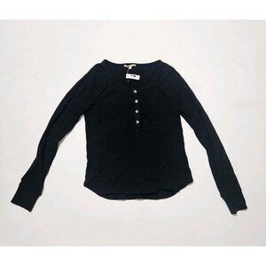 Madewell Waffle-Knit Long-Sleeve Scoop Neck Henley  Tee Shirt Medium